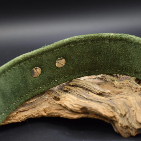 Lederhalsband Blätter punziert grün mit Concho